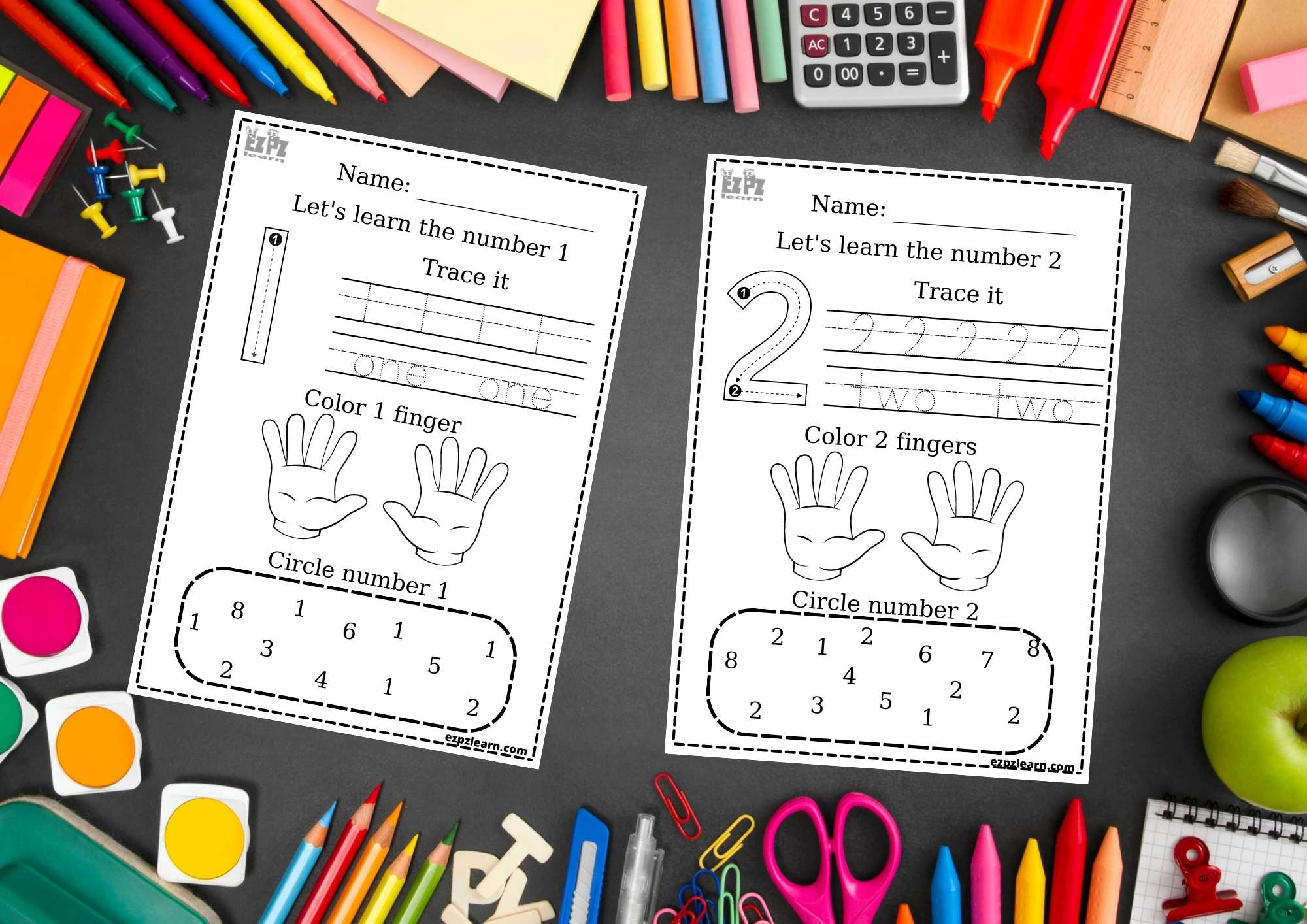 Learn numbers one to ten trace and circle